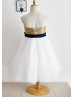 Gold Sequin Ivory Tulle Knee Length Flower Girl Dress